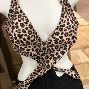 Swimsuit Leopard Print Cutout Swimsuit XL CLEARANCE